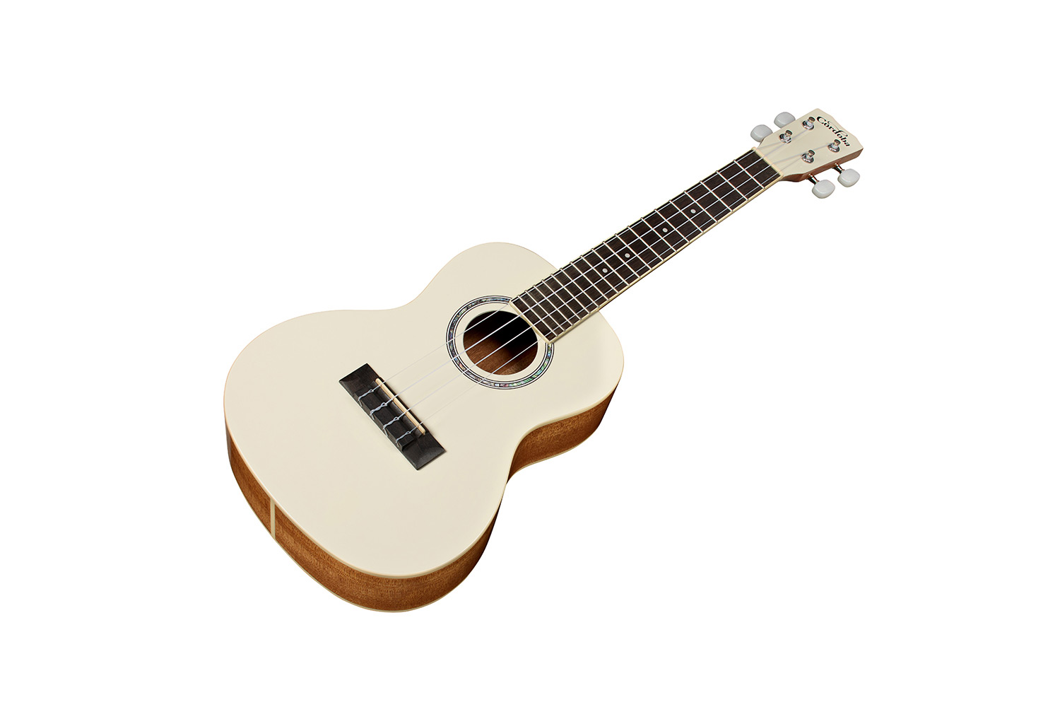 Angled front view of Córdoba 15C Mallorcan Pearl ukulele