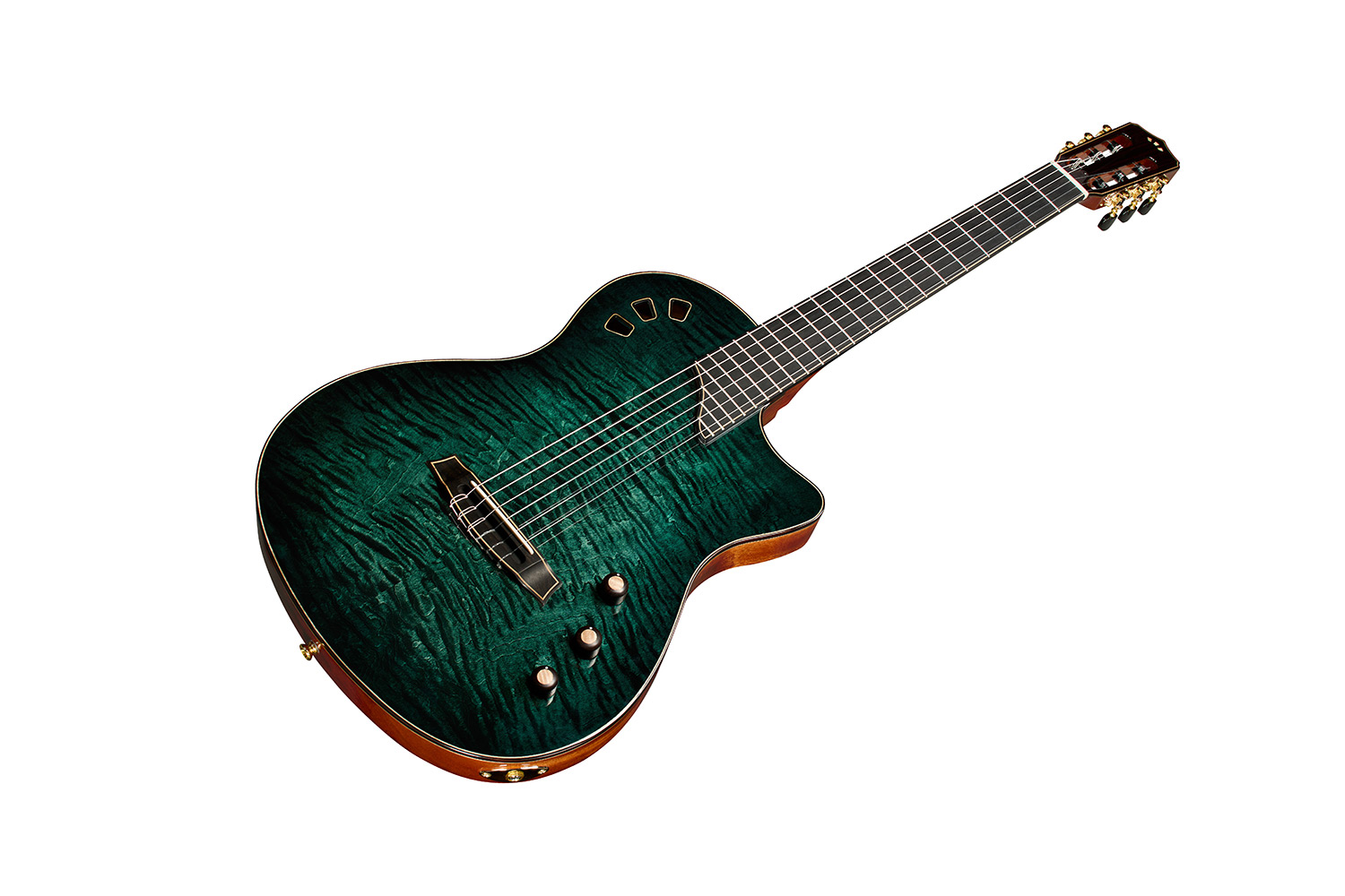 Angled front view of Stage Artist Agave Burst guitar