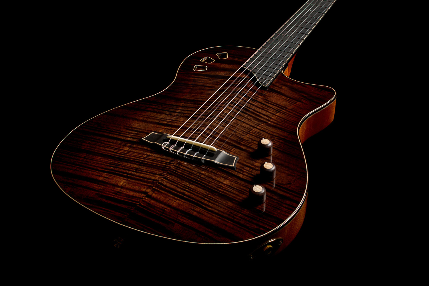 Top down view of Stage Artist Habano Burst body