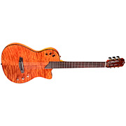 Horizontal side view of Stage Natural Amber guitar thumb