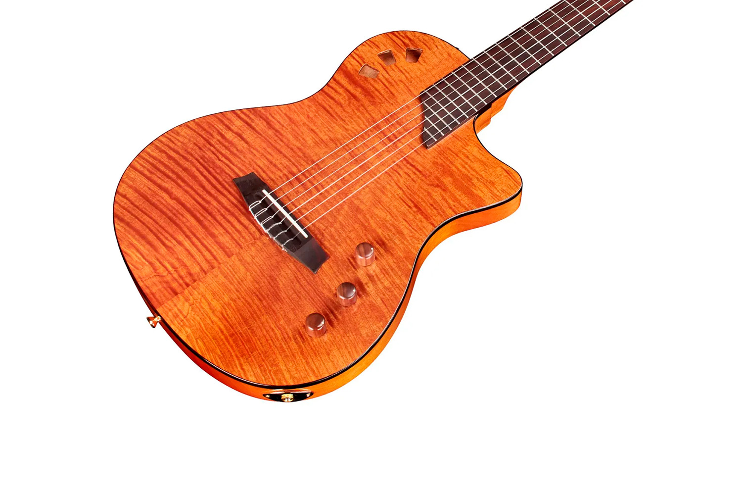 Close-up body view of Stage Natural Amber guitar