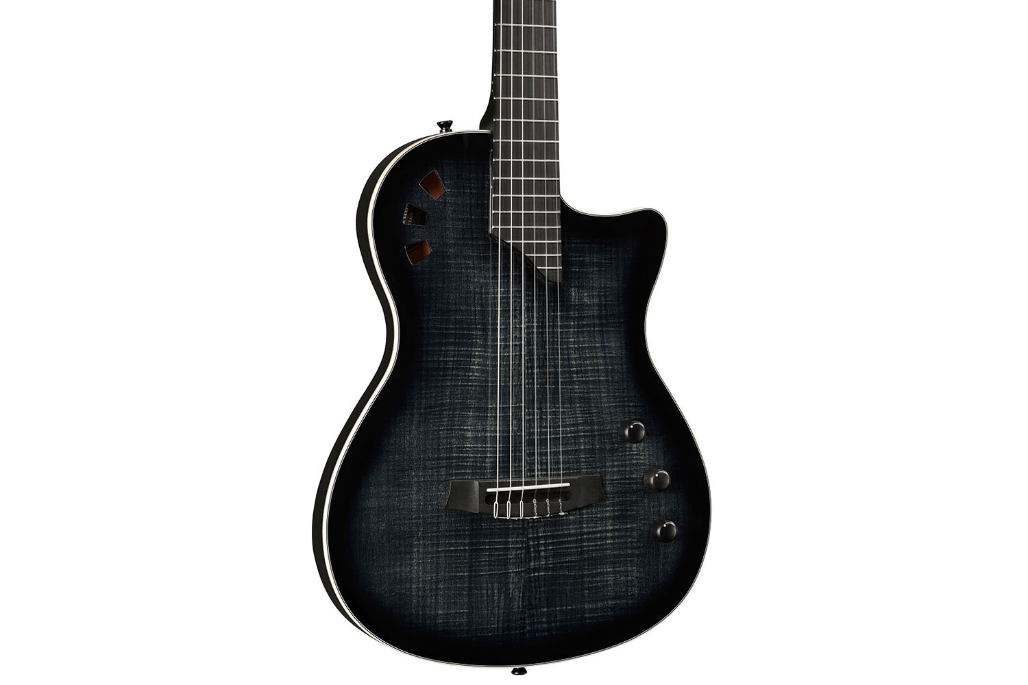 Close up body view of Stage Black Burst guitar