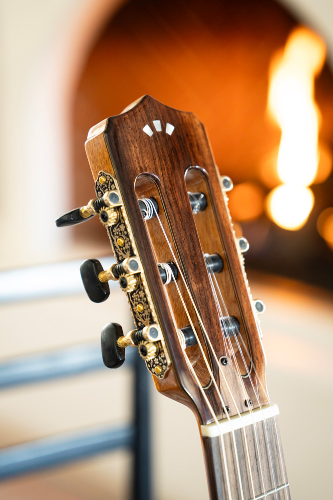 Close-up of Stage Edge Burst headstock
