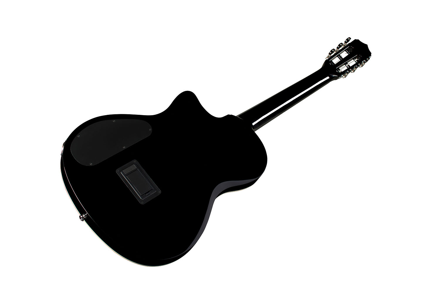 Angled back view of Stage Black Burst guitar