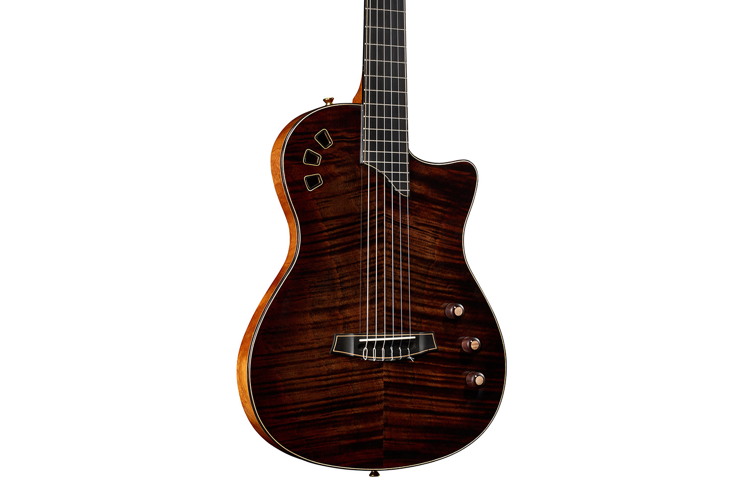 Close-up body view of Stage Artist Habano Burst guitar