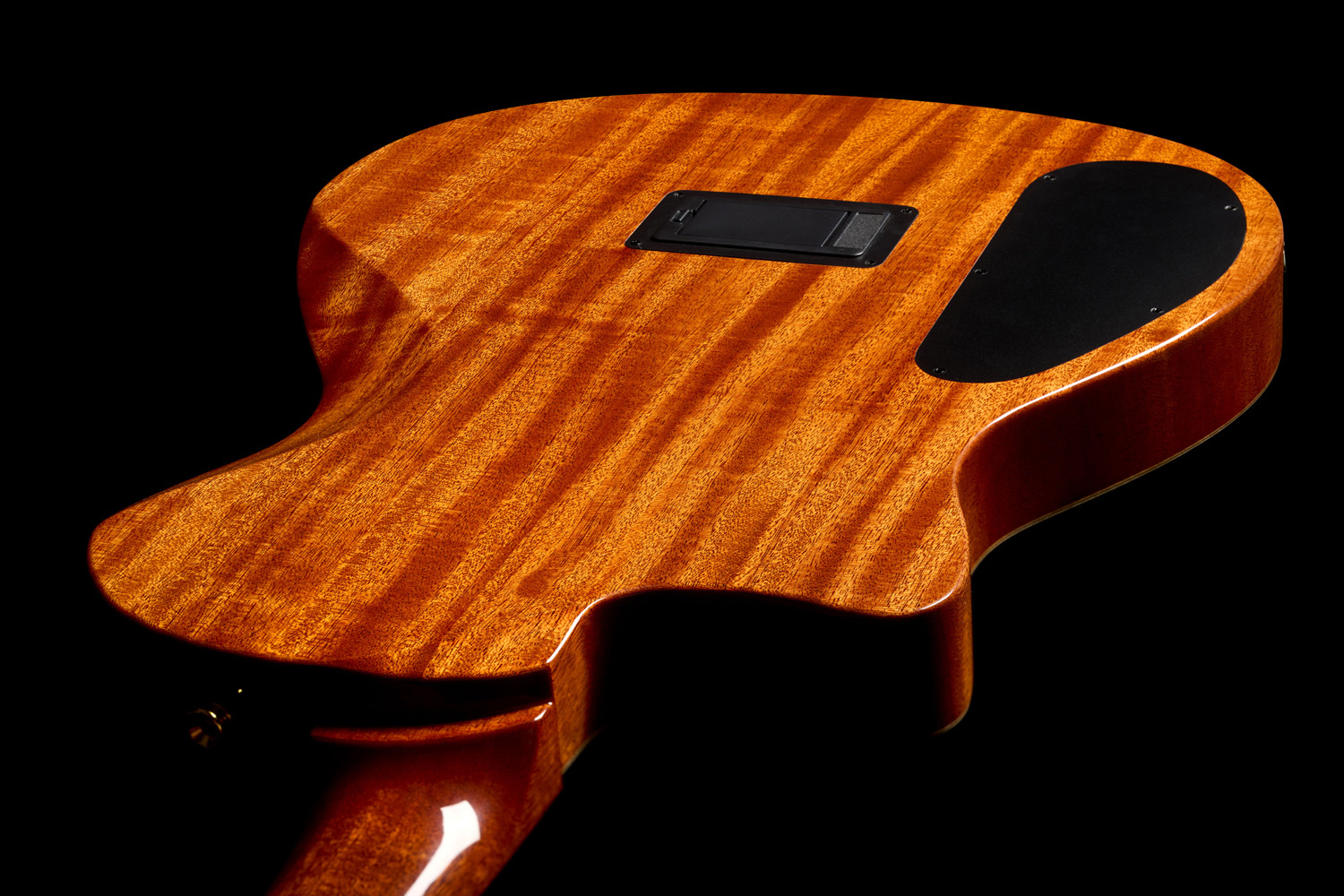 Top down view of Stage Artist Habano Burst back featuring sculpted neck heel