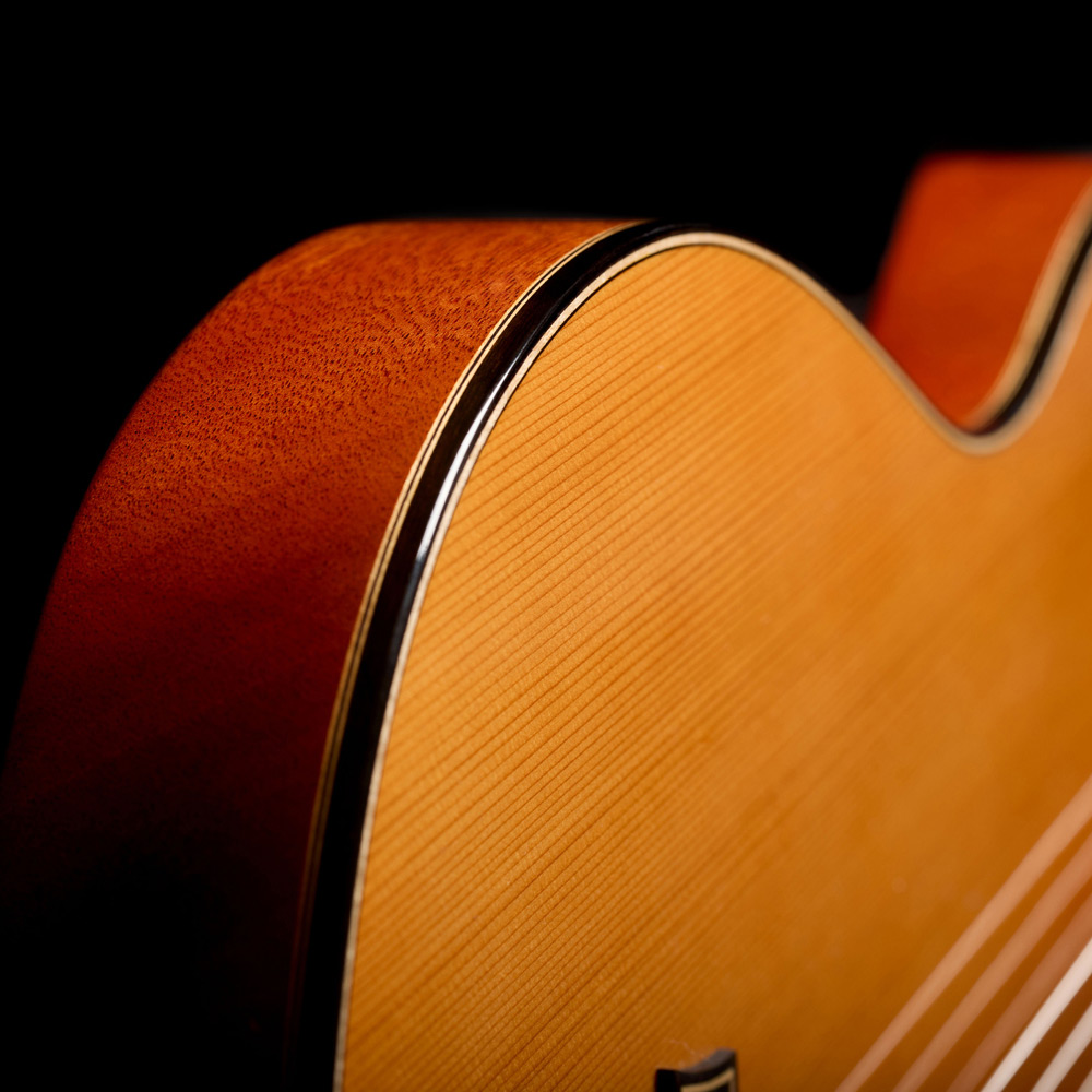 Close-up view of Stage Artist Traditional body curve thumb