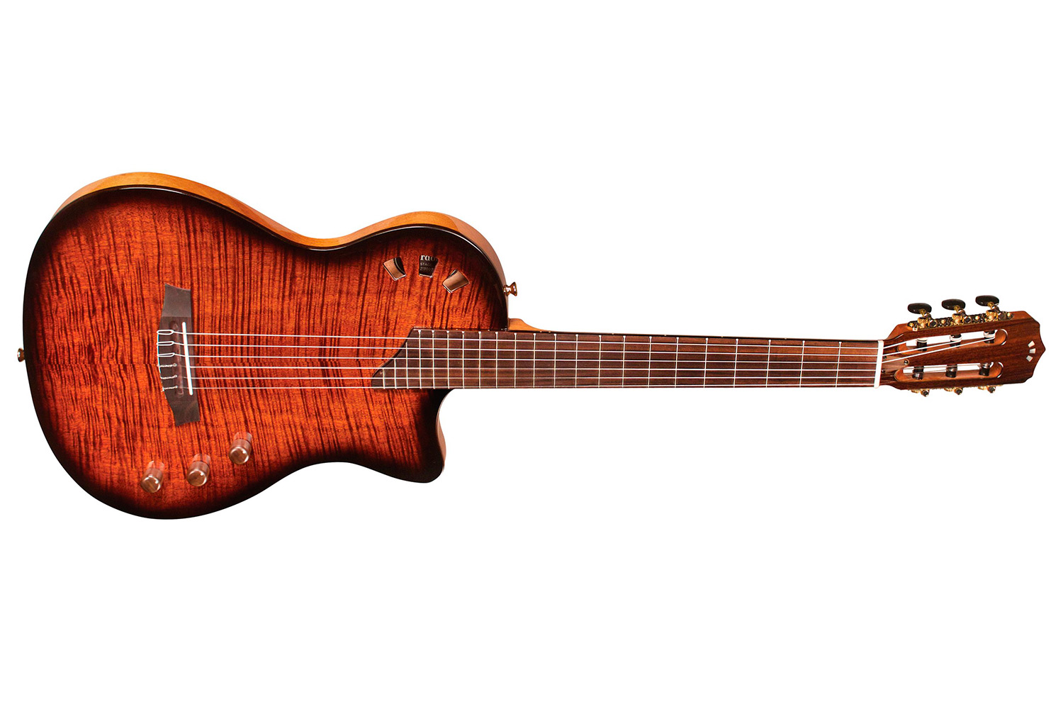 Horizontal side view of Stage Edge Burst guitar