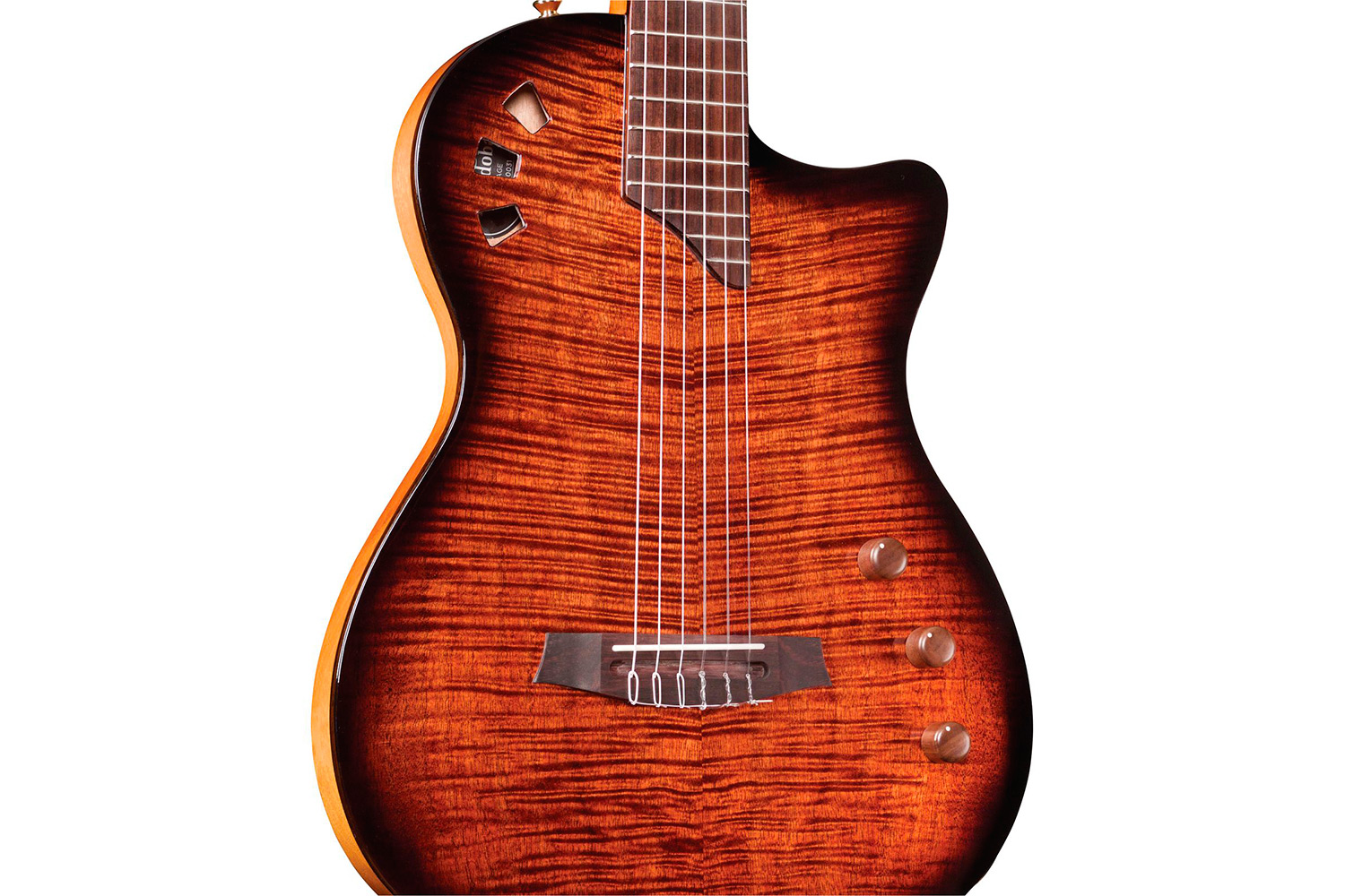 Close-up body view of Stage Edge Burst guitar