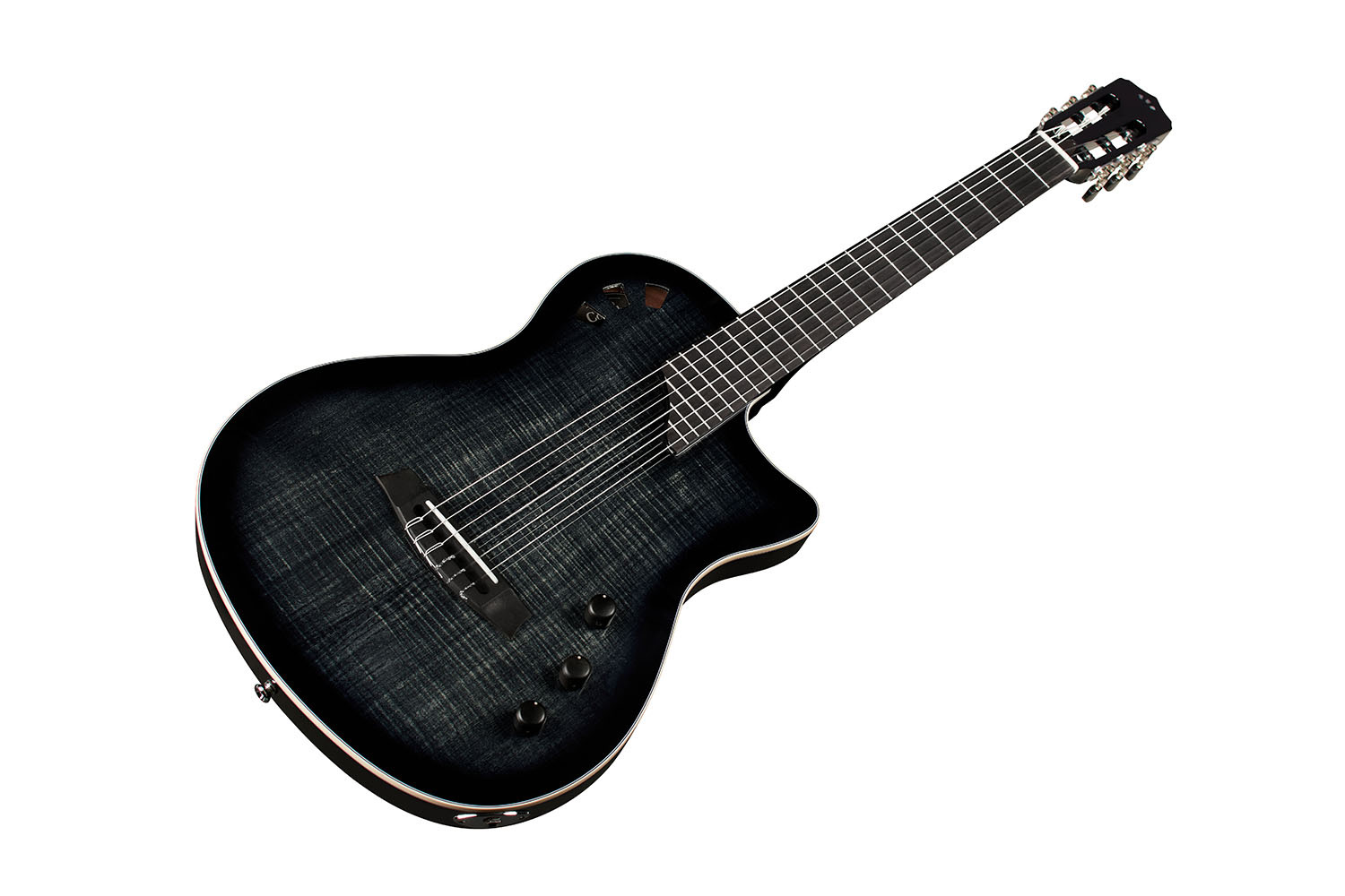 Angled front view of Stage Black Burst guitar