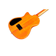 Angled front view of Stage Natural Amber guitar thumb