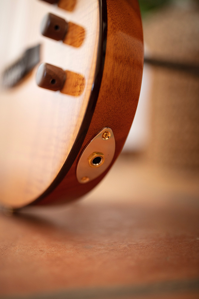 Close-up of Stage Natural Amber output jack