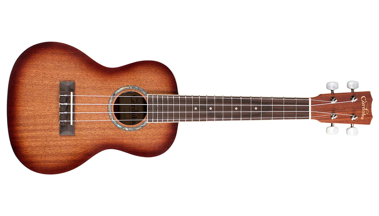 Horizontal side view of 15CM-E Edge Burst ukulele