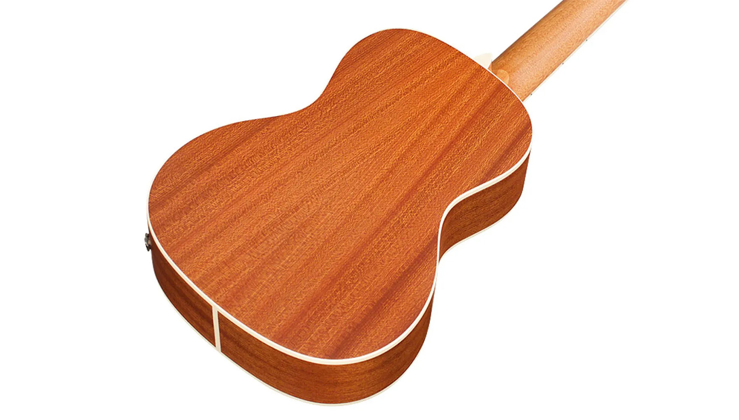 Angled front view of 15CM-E Edge Burst ukulele