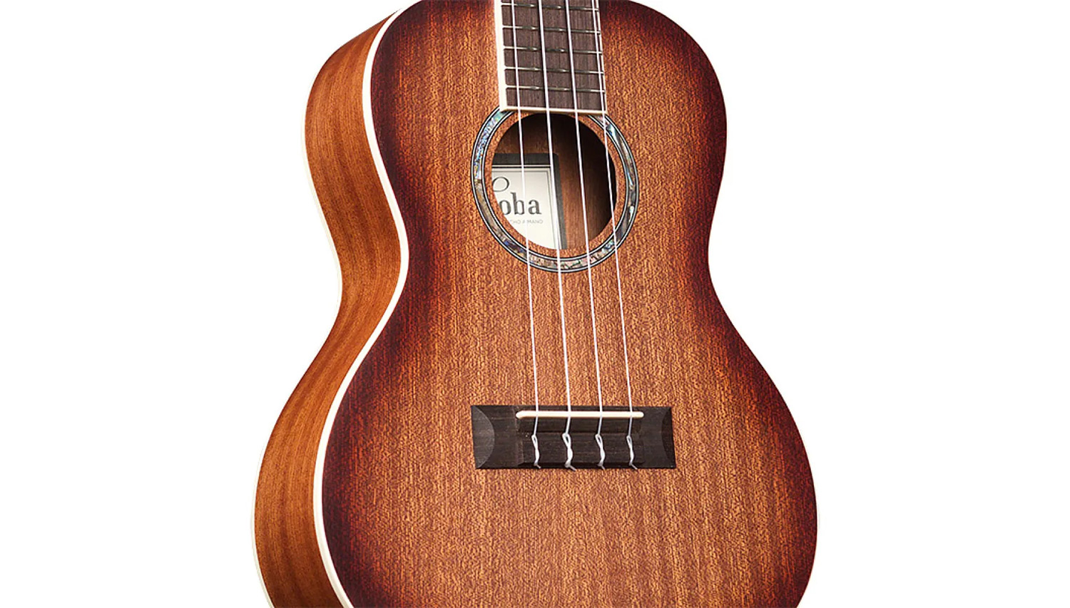 Horizontal back view of 15CM-E Edge Burst ukulele