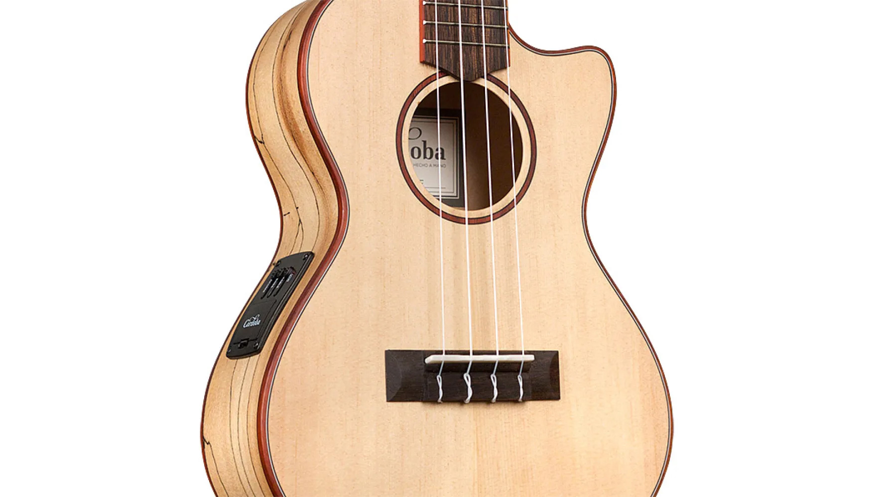Close-up body view of 24T-CE Spruce ukulele