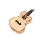 Angled front view of 24T-CE Spruce ukulele thumb