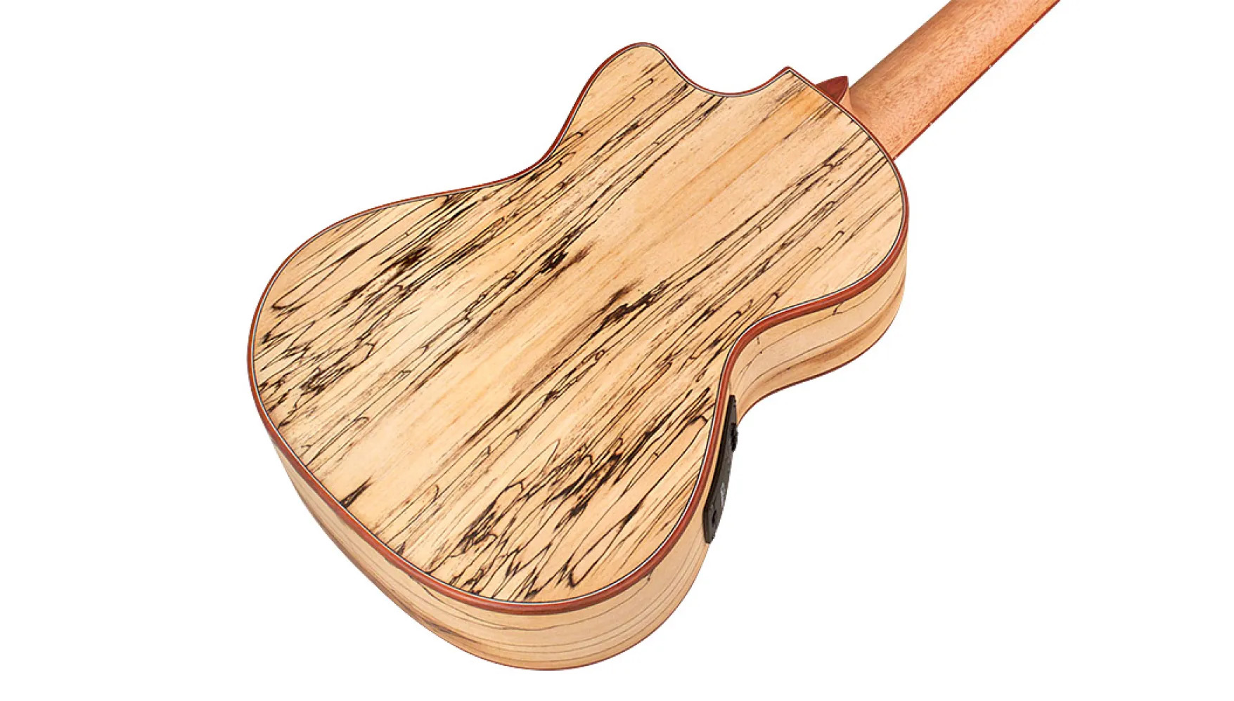 Angled back view of 24T-CE Spruce ukulele