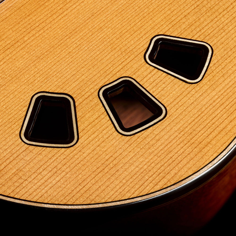Close-up view of Stage Artist Traditional soundhole thumb