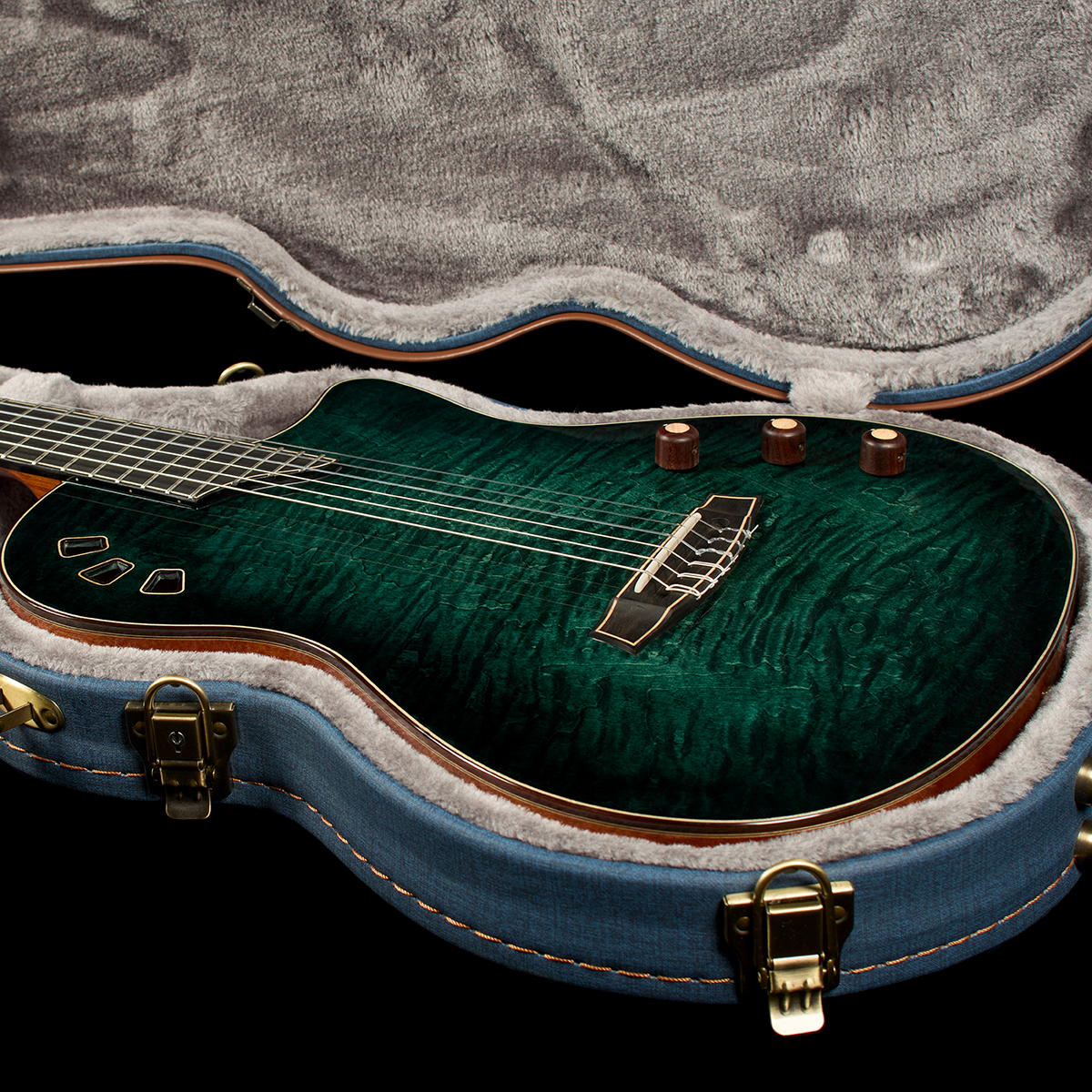 Stage Artist Agave Burst laying in the Stage hardshell case