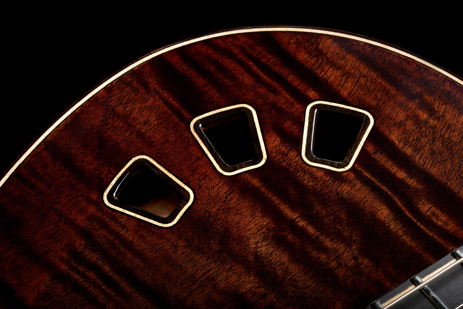 Close-up view of Stage Artist Habano Burst soundhole