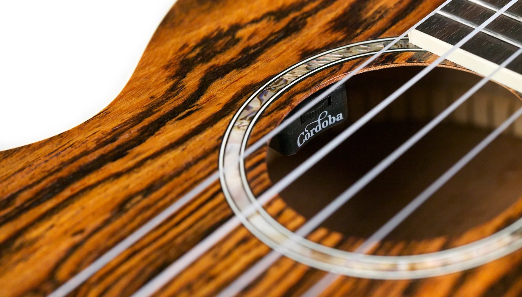 Close-up view of 15Tb-E ukulele soundhole