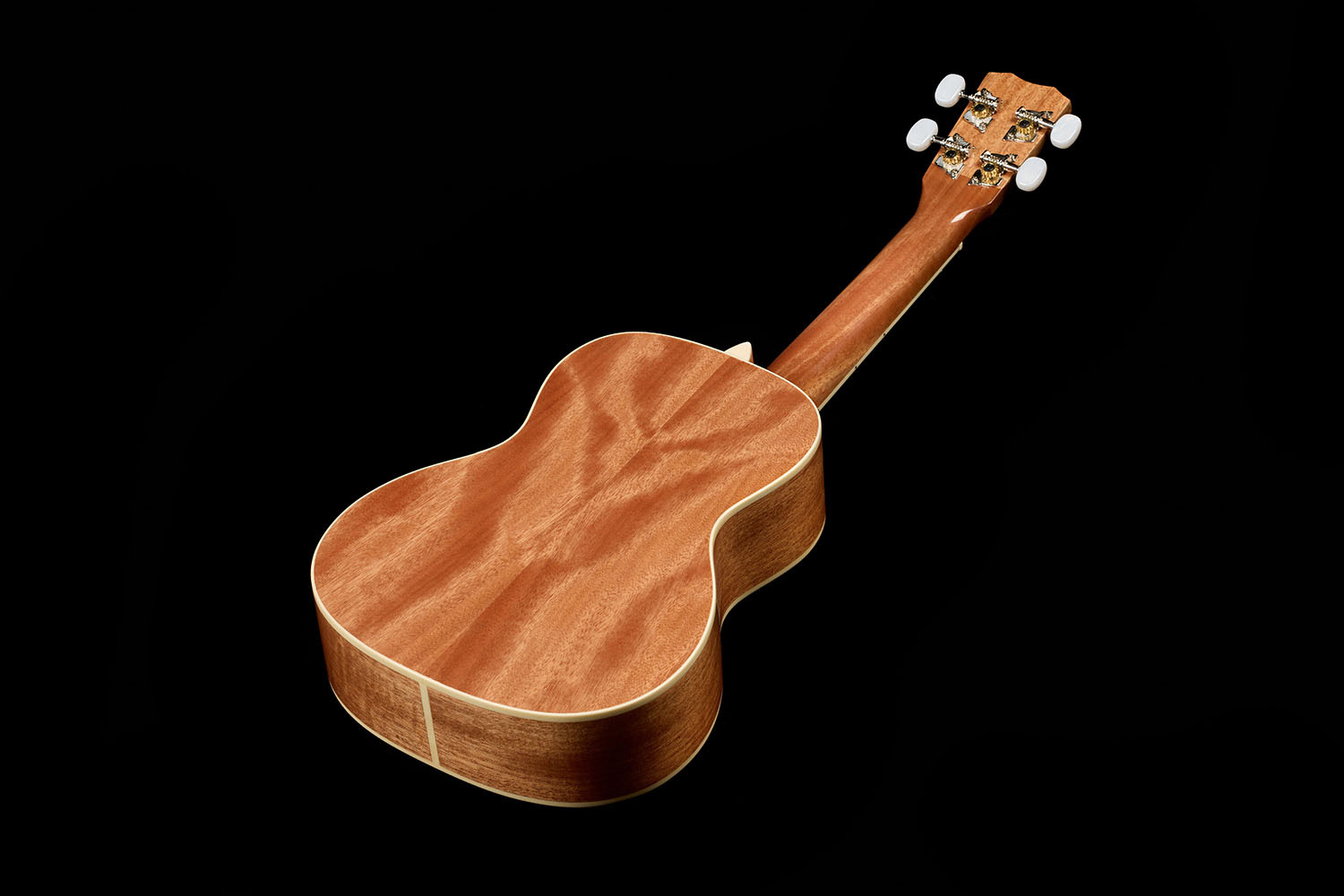 Angled top down view of the back of the Córdoba 15C Catalonia Green ukulele