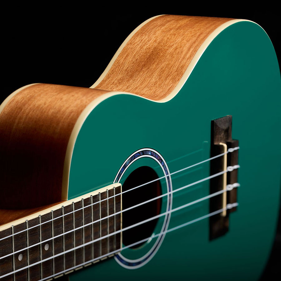 View of front body and side of Córdoba 15C Catalonia Green ukulele thumbnail