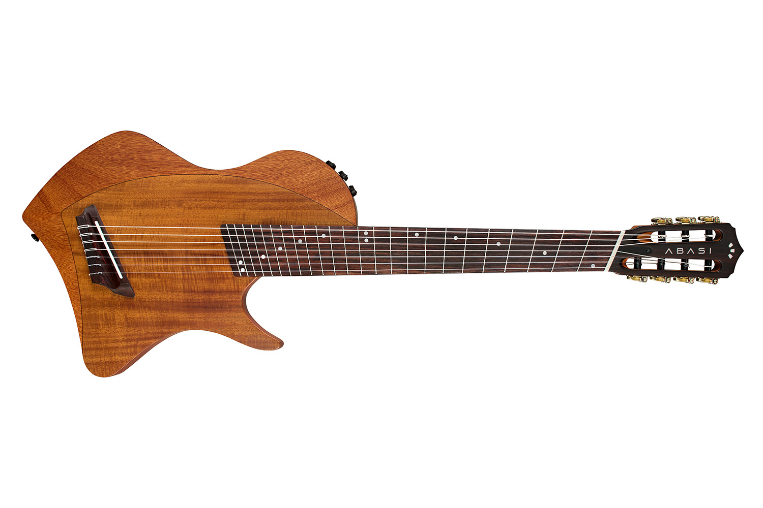 Horizontal front view of Abasi 7 Acacia guitar