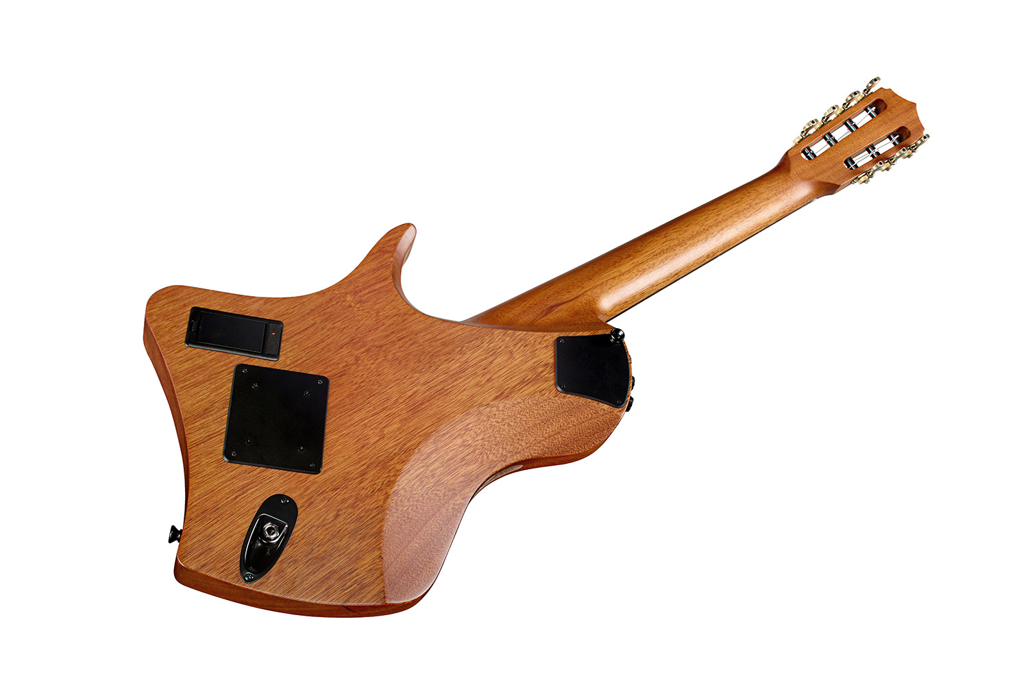 Angled back view of Stage Abasi 7 Acacia guitar