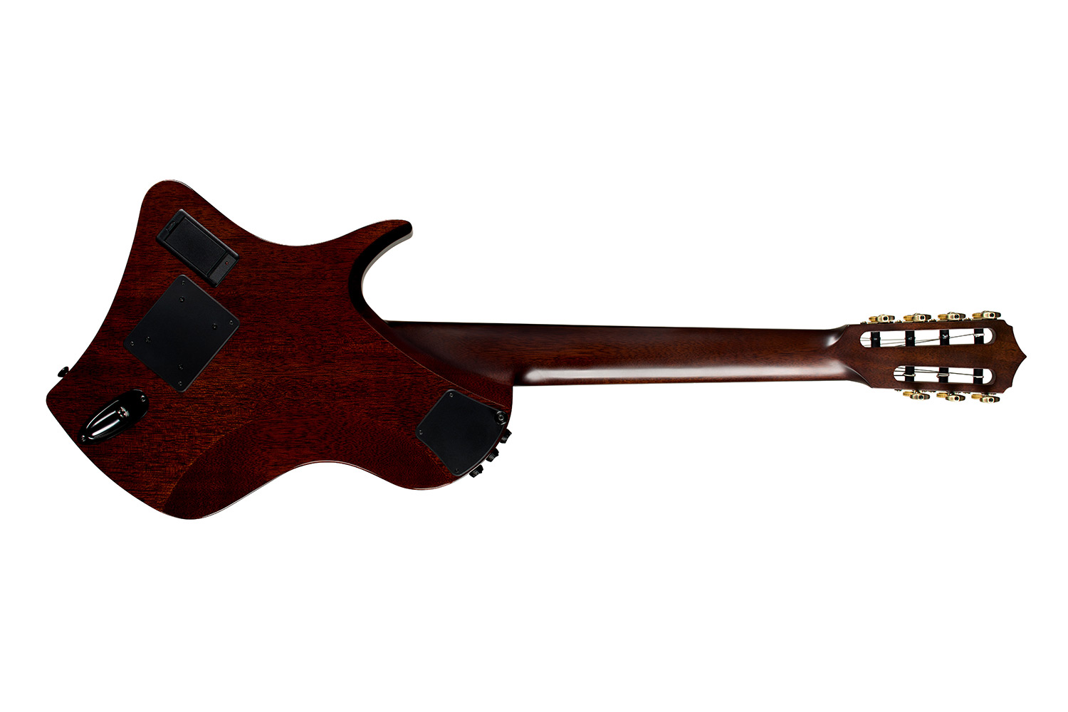 Horizontal back view of Abasi Stage 7 Ziricote guitar