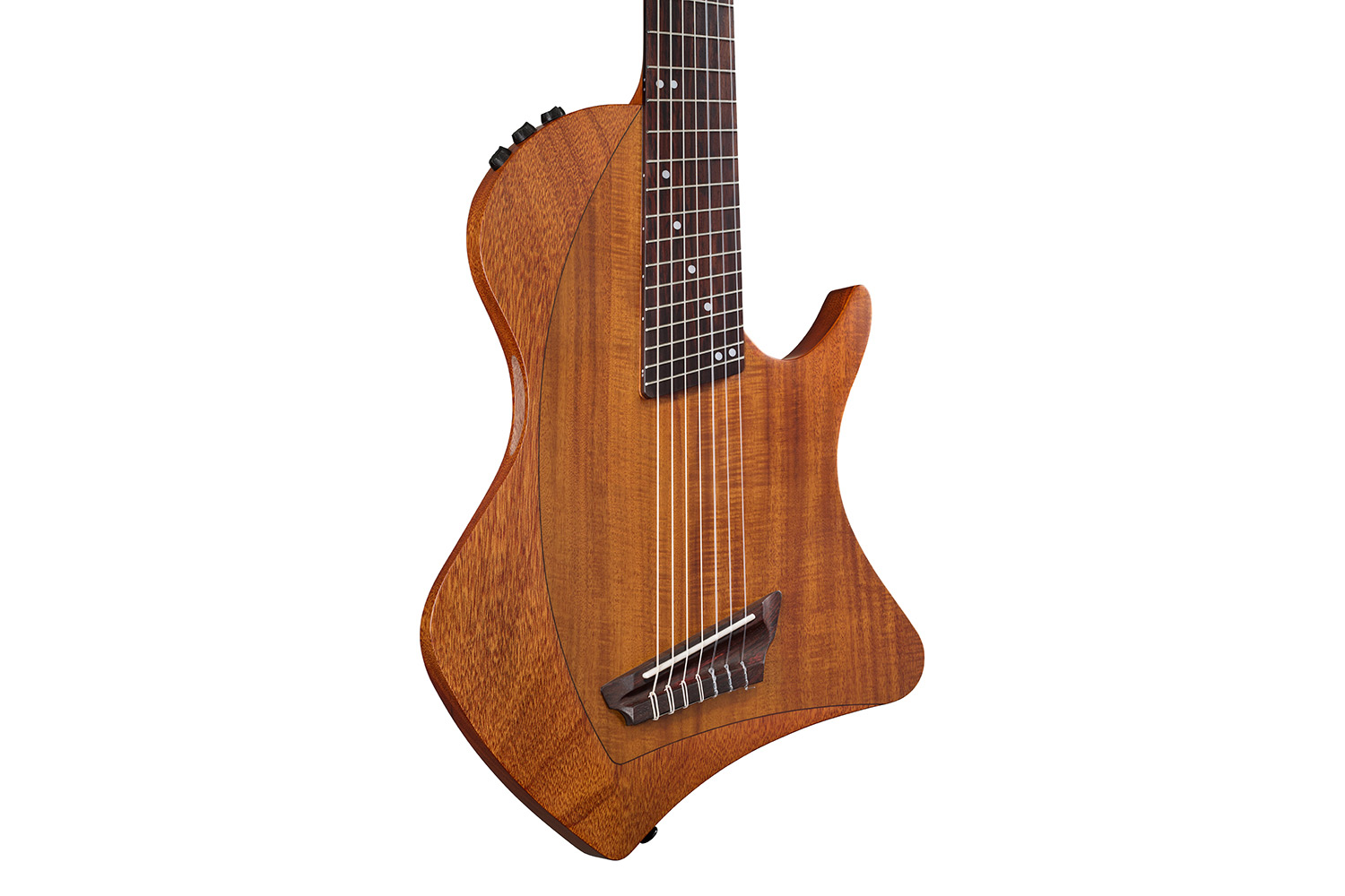 Close-up body view of Abasi 7 Acacia guitar
