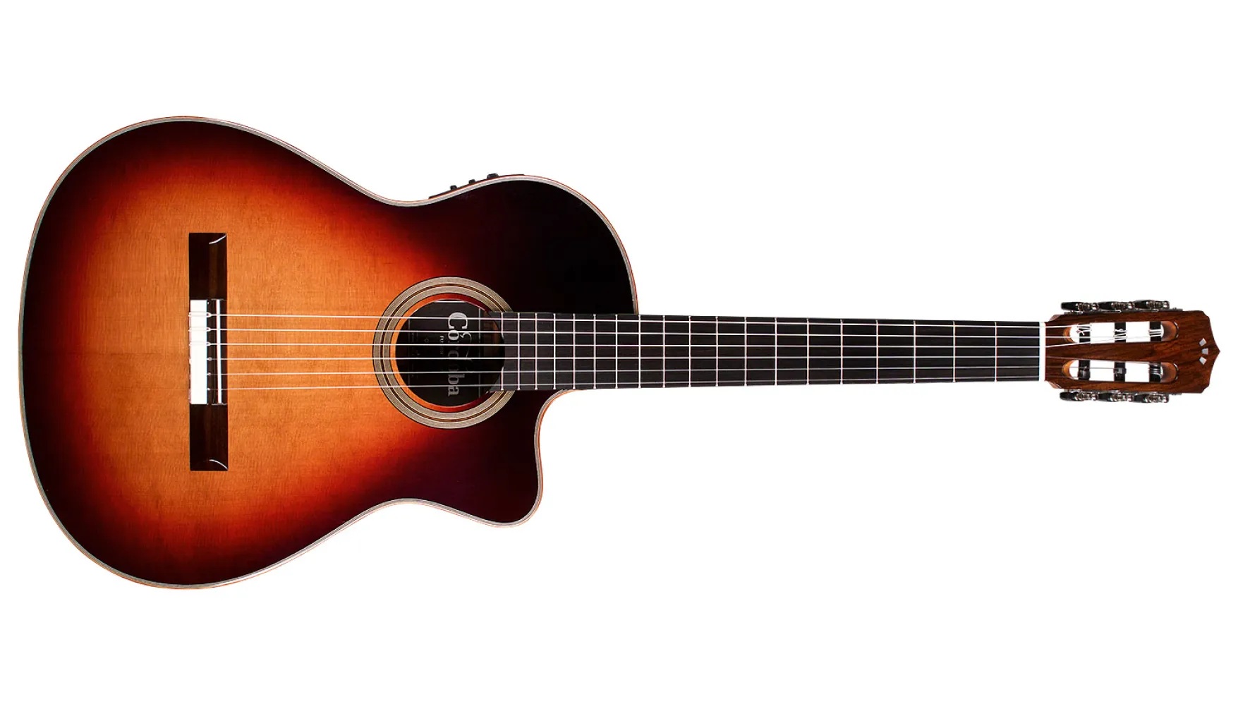 Horizontal front view of Orchestra CE Teardrop Burst