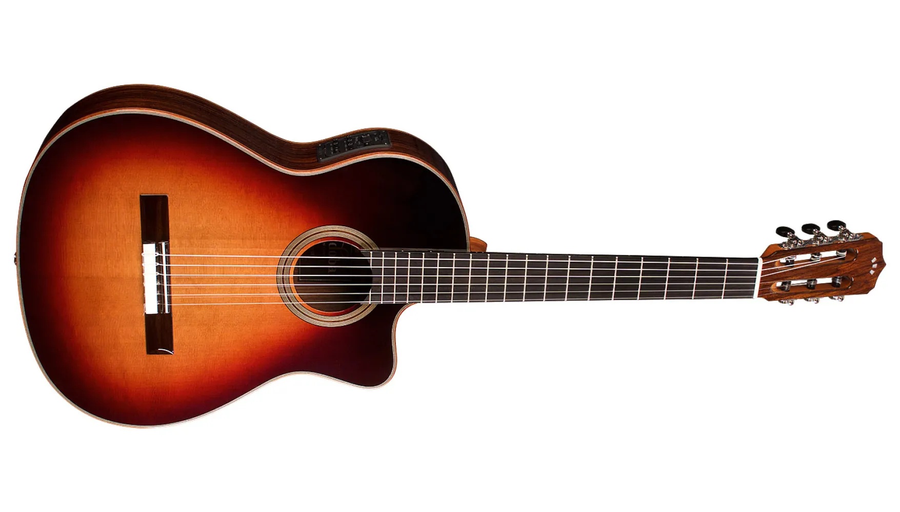 Horizontal side view of Orchestra CE Teardrop Burst