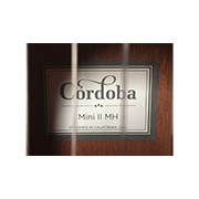 Inside the soundhole of the Mini II MH showing the Córdoba label thumb